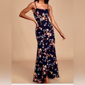 Lulus Wow and Forever Black and Floral Sequin Dress - Like New